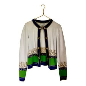 Bloomingdale’s Blue Green Starfish Theme Kitsch Sweater Size M